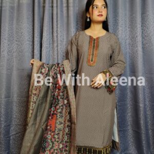 Embroidery Printed ThreePiece